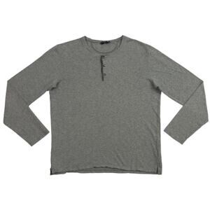 Vince Men’s Long Sleeve Henley Shirt Gray 100% Cotton Made in Peru Size Large
